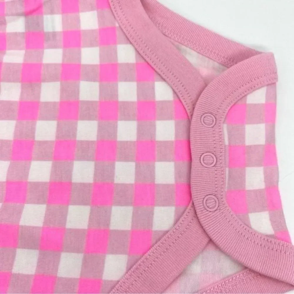 Cat & Jack Baby Pink Checkered Flutter Sleeve Bodysuit Onsie New 0-3 Months